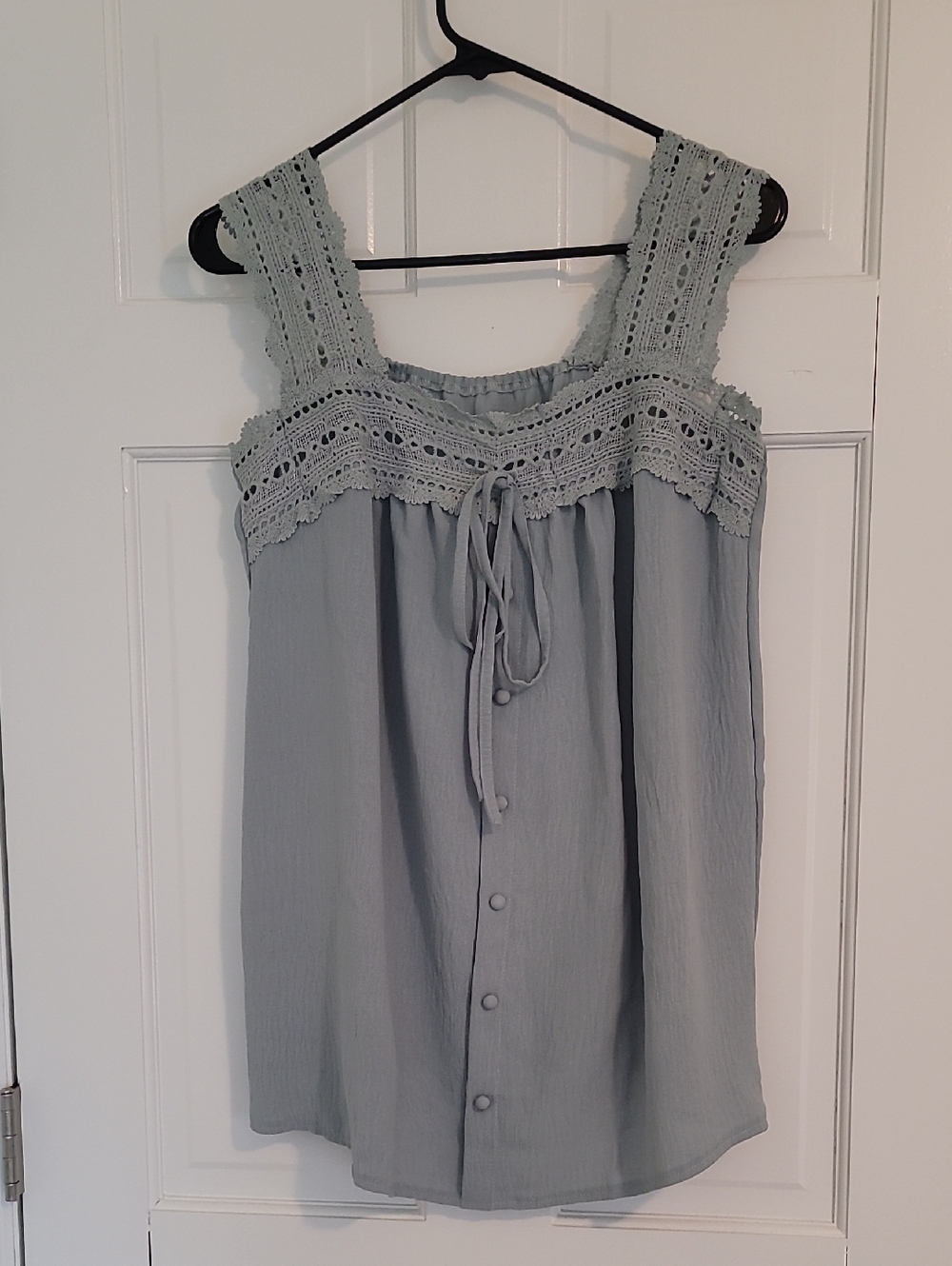 Light Blue Crochet Trim Tank Dress
